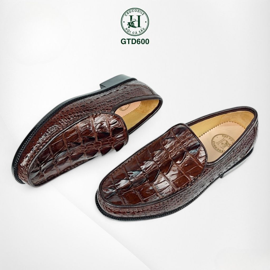 Giày lười đế cao da đuôi cá sấu thật 100% - GTD600, thủ công tinh xảo, khẳng định đẳng cấp quý ông