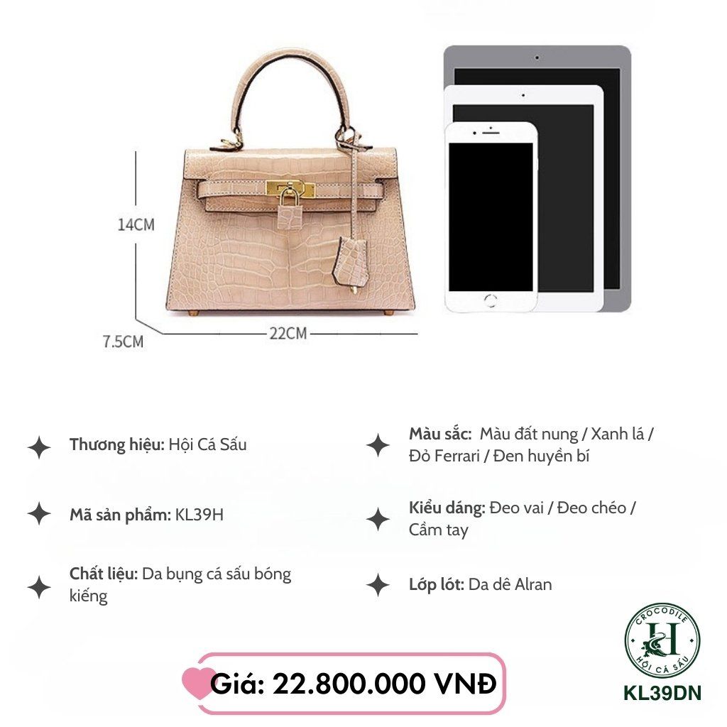 Túi Xách Nữ Da Cá Sấu KL39DN – Vẻ Đẹp Tinh Tế Dành Cho Quý Cô Đẳng Cấp