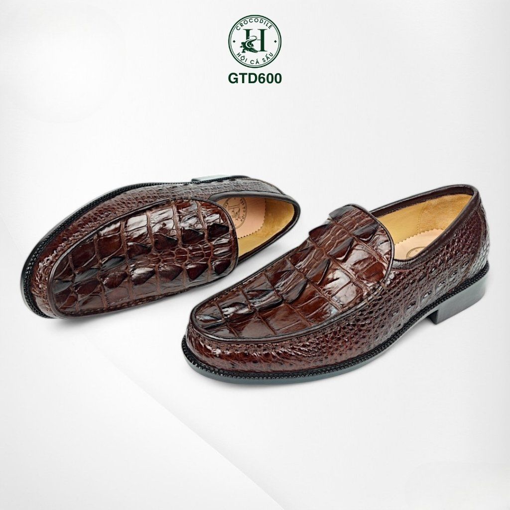 Giày lười đế cao da đuôi cá sấu thật 100% - GTD600, thủ công tinh xảo, khẳng định đẳng cấp quý ông