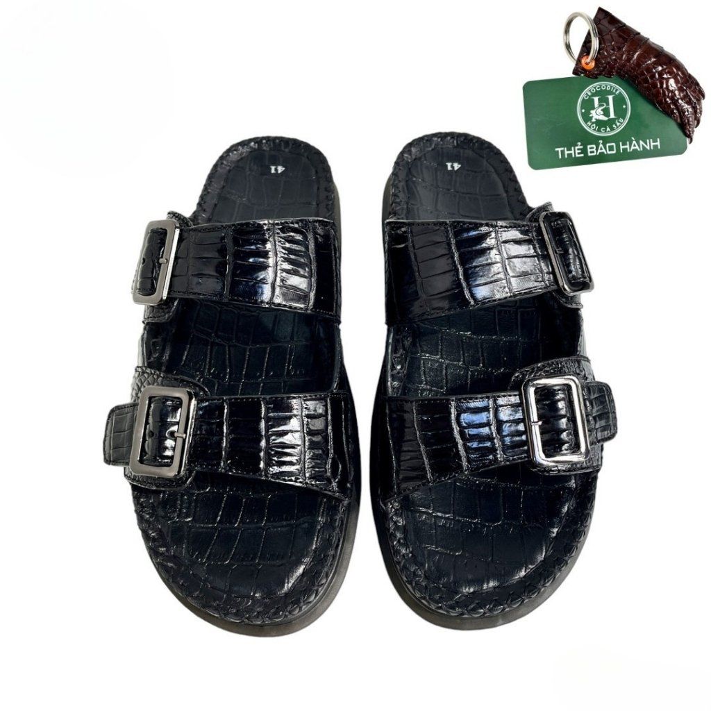 DTB05 – Dép quai ngang da bụng cá sấu | Đế cao – Êm chân – Lịch lãm mỗi bước đi