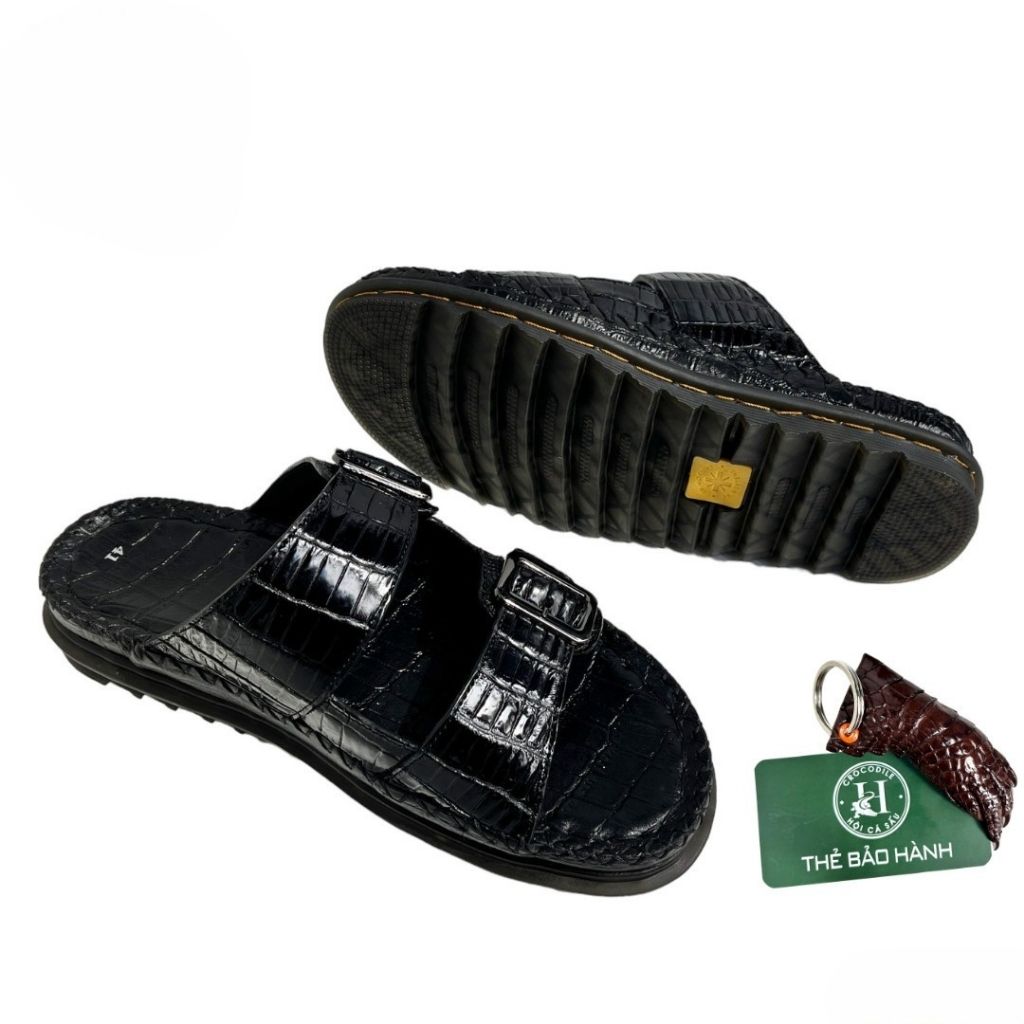DTB05 – Dép quai ngang da bụng cá sấu | Đế cao – Êm chân – Lịch lãm mỗi bước đi