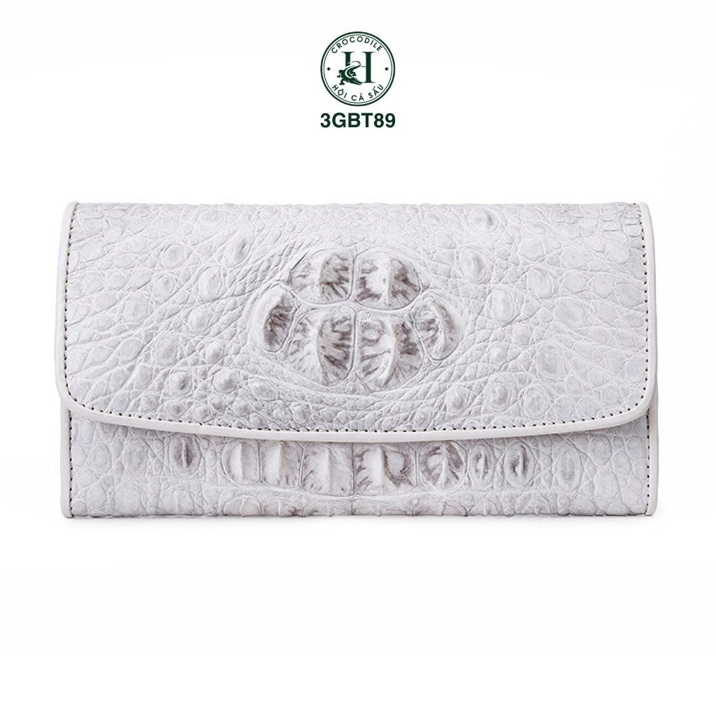 VÍ CẦM TAY DA CÁ SẤU BẠCH TẠNG 3GBT89