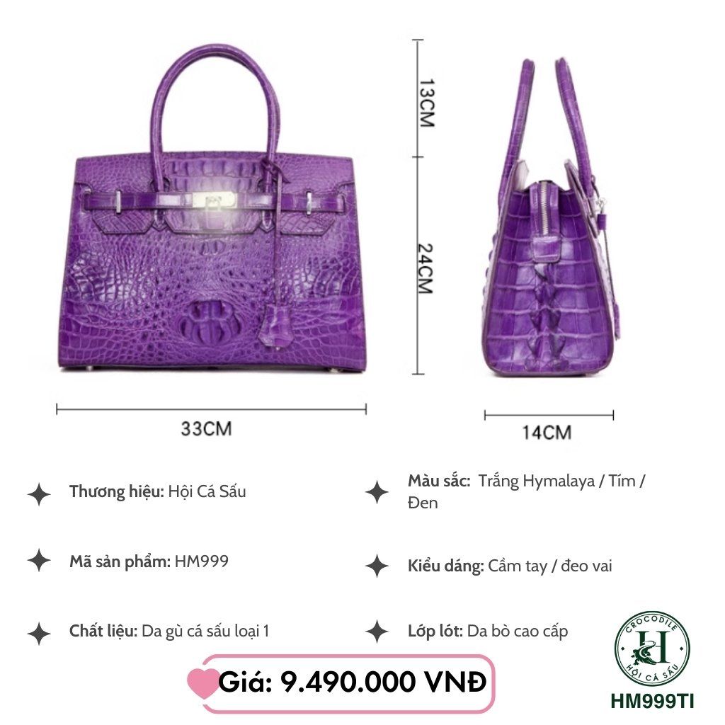 Túi xách HM999TI da cá sấu nguyên tấm - Tinh hoa thủ công đẳng cấp