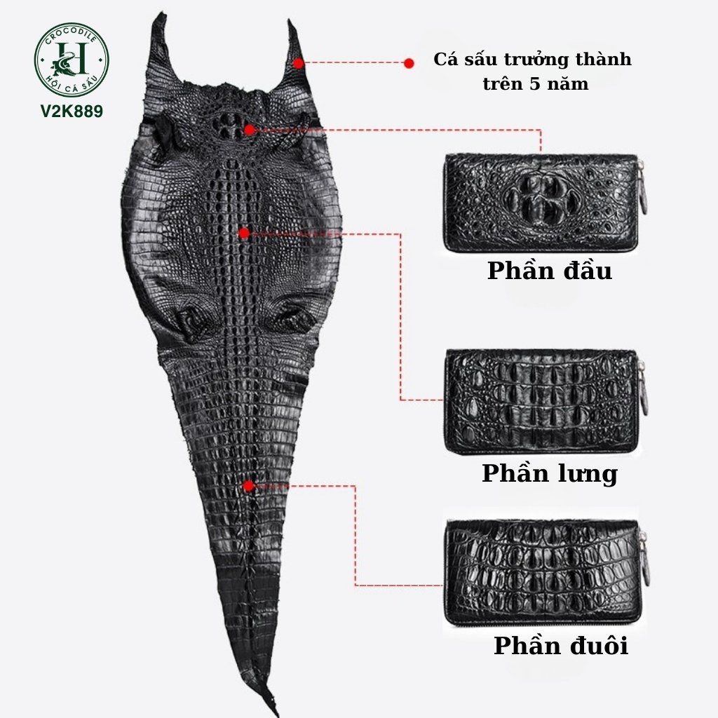 Ví da cá sấu V2K889 – Sang trọng, đẳng cấp và tiện dụng