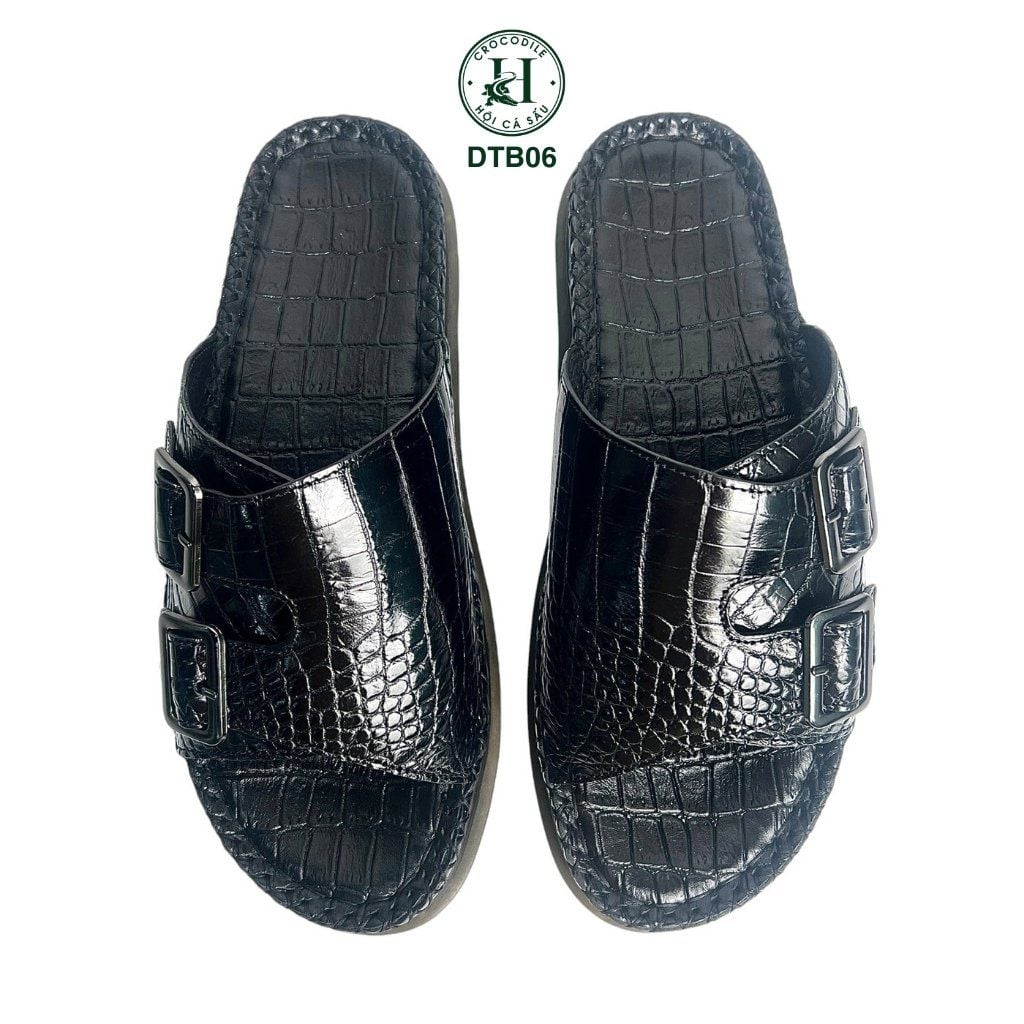 DTB06 – Dép Quai Ngang Da Cá Sấu Đế Cao Thủ Công, Tuyên Ngôn Thanh Lịch Của Quý Ông Hiện Đại