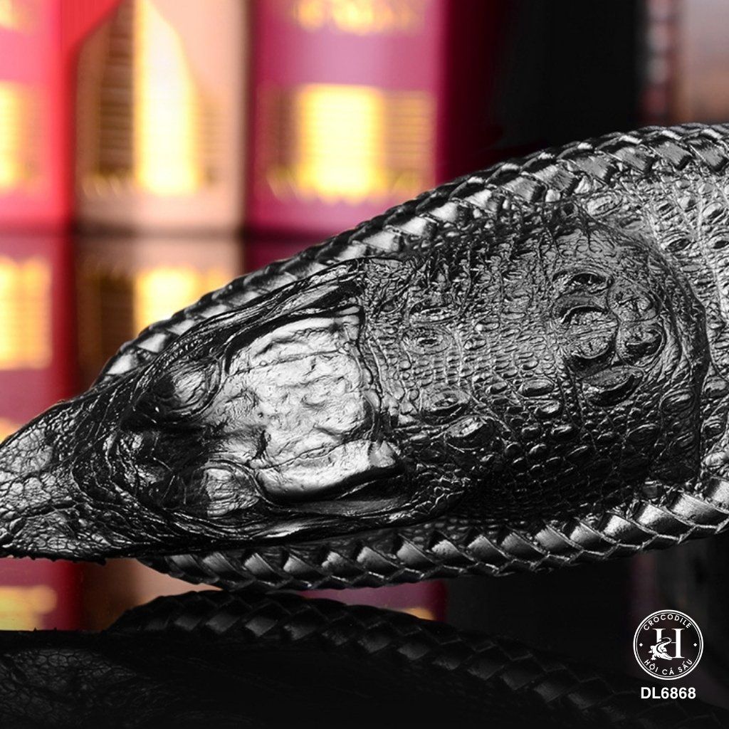 Dây Lưng Da Cá Sấu Đầu Cá DL6868 – Phong Cách Năng Động, Thiết Kế May Viền Thủ Công