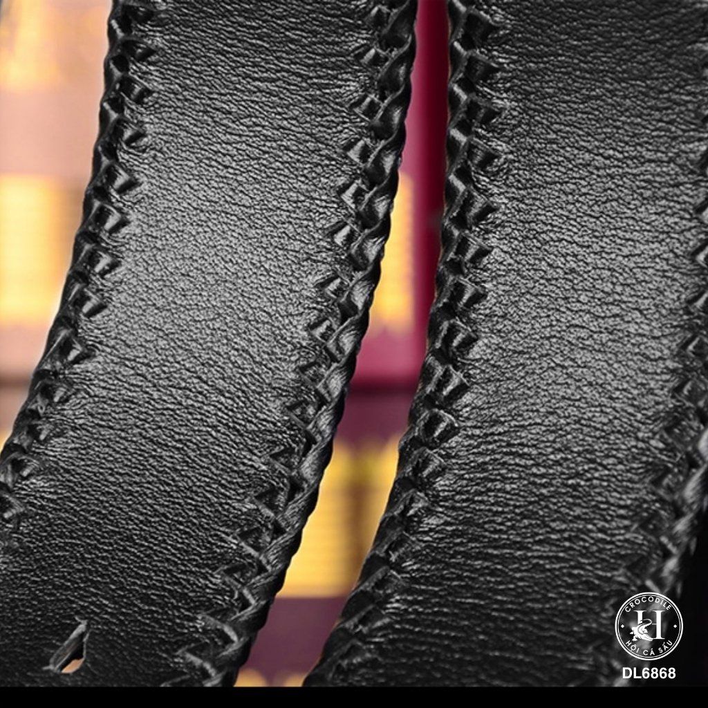 Dây Lưng Da Cá Sấu Đầu Cá DL6868 – Phong Cách Năng Động, Thiết Kế May Viền Thủ Công