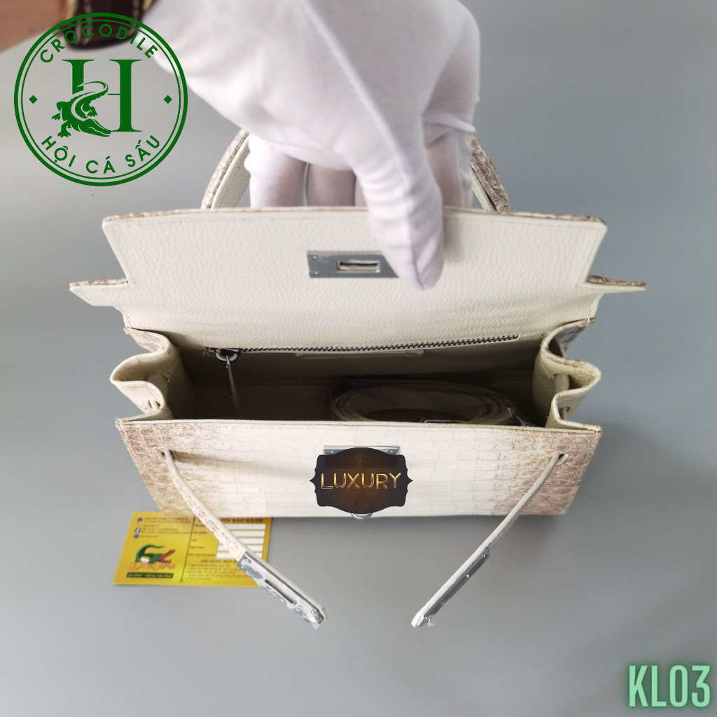 Túi nữ da cá sấu bạch tạng - bóng kính cao cấp KL03