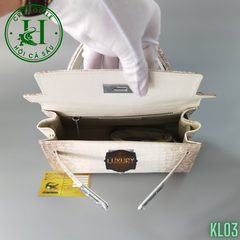 Túi nữ da cá sấu bạch tạng - bóng kính cao cấp KL03