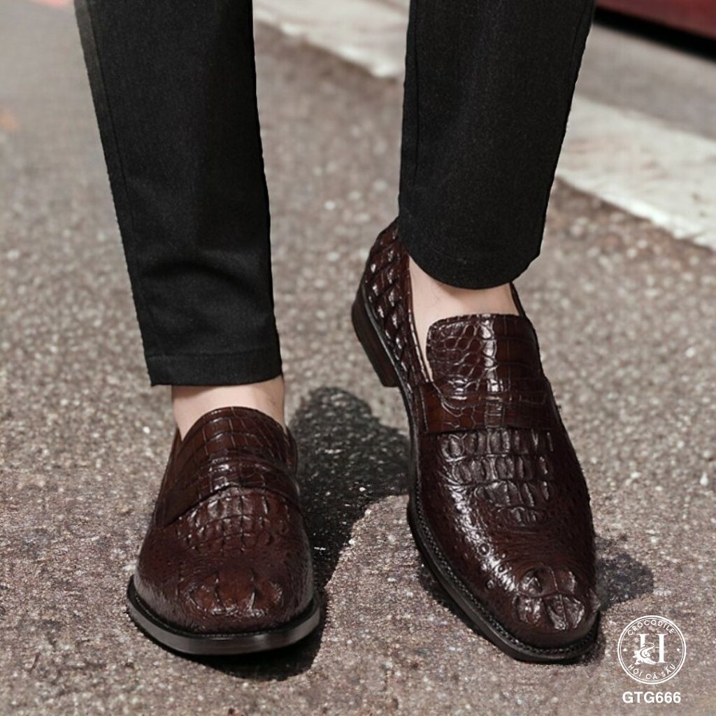 GTG666 – Giày Tây không dây da gù cá sấu | Bản lĩnh, sang trọng, đậm chất riêng