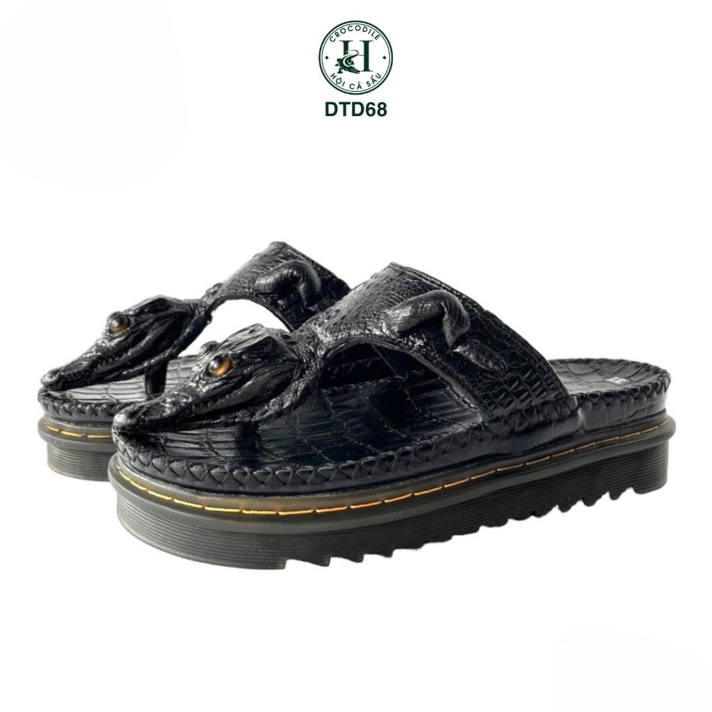 DÉP DOCTOR DA ĐẦU CÁ SẤU DTD68 ( Nâu ) – ĐẾ CAO 5CM, THIẾT KẾ QUAI KẸP CÁ TÍNH