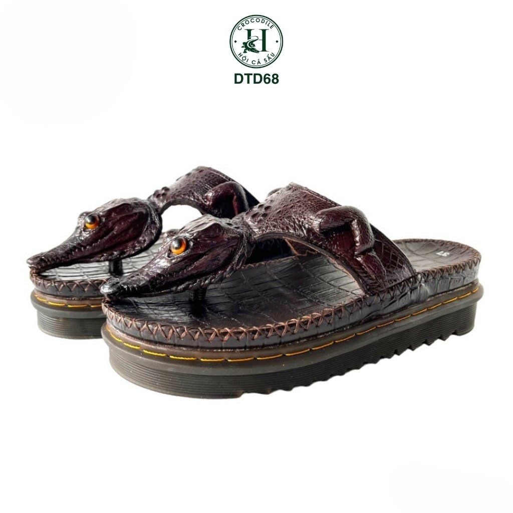 DÉP DOCTOR DA ĐẦU CÁ SẤU DTD68 ( Nâu ) – ĐẾ CAO 5CM, THIẾT KẾ QUAI KẸP CÁ TÍNH