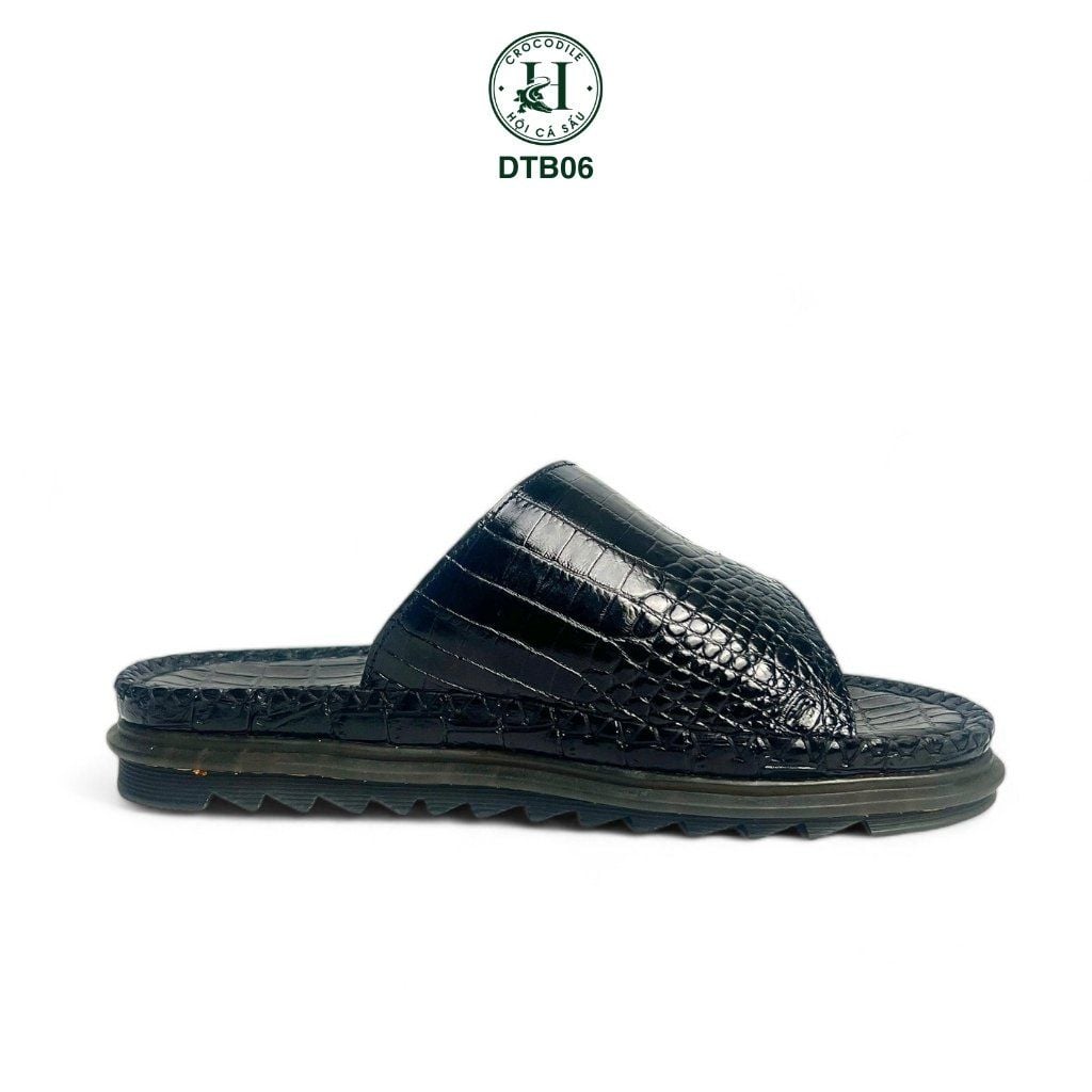 DTB06 – Dép Quai Ngang Da Cá Sấu Đế Cao Thủ Công, Tuyên Ngôn Thanh Lịch Của Quý Ông Hiện Đại