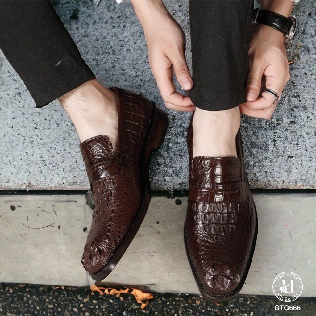 GTG666 – Giày Tây không dây da gù cá sấu | Bản lĩnh, sang trọng, đậm chất riêng