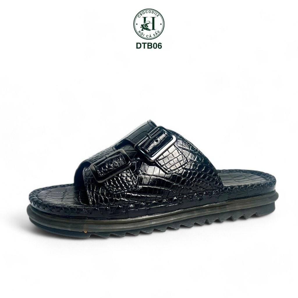 DTB06 – Dép Quai Ngang Da Cá Sấu Đế Cao Thủ Công, Tuyên Ngôn Thanh Lịch Của Quý Ông Hiện Đại