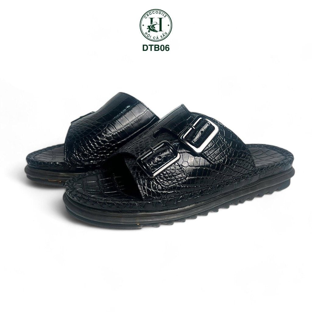 DTB06 – Dép Quai Ngang Da Cá Sấu Đế Cao Thủ Công, Tuyên Ngôn Thanh Lịch Của Quý Ông Hiện Đại