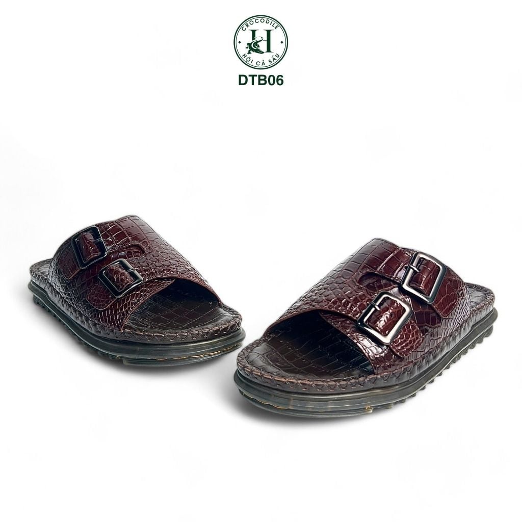 DTB06 – Dép Quai Ngang Da Cá Sấu Đế Cao Thủ Công, Tuyên Ngôn Thanh Lịch Của Quý Ông Hiện Đại