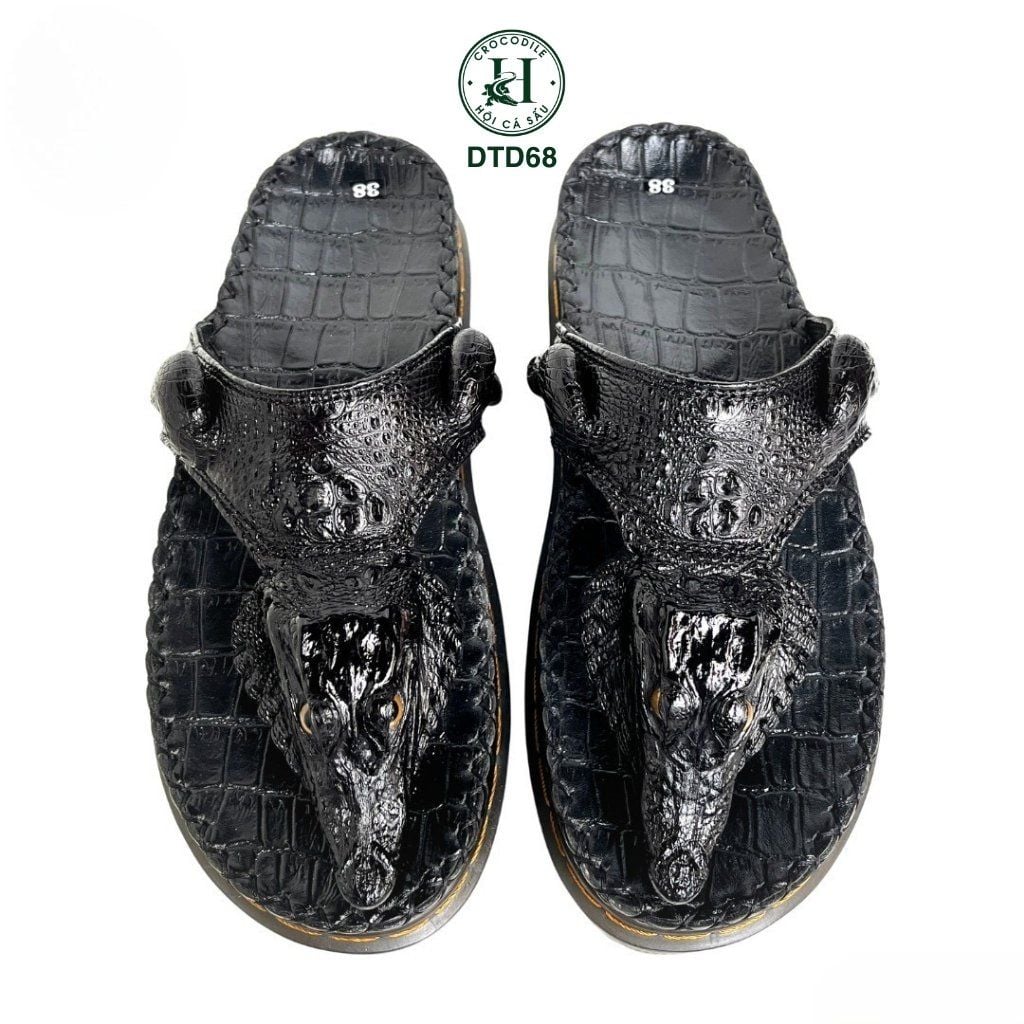 DÉP DOCTOR DA ĐẦU CÁ SẤU DTD68 ( Nâu ) – ĐẾ CAO 5CM, THIẾT KẾ QUAI KẸP CÁ TÍNH