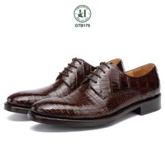 GTB179 – Giày Tây Oxford da bụng cá sấu thật | Đẳng cấp đến từ chất liệu và tay nghề thủ công ( có sẵn màu đen )