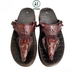 DÉP DOCTOR DA ĐẦU CÁ SẤU DTD68 ( Nâu ) – ĐẾ CAO 5CM, THIẾT KẾ QUAI KẸP CÁ TÍNH