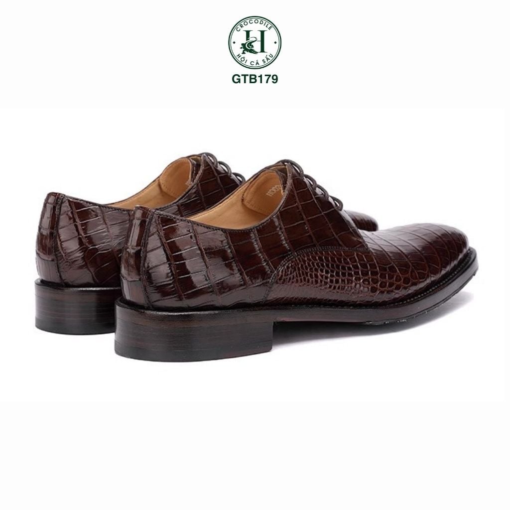 GTB179 – Giày Tây Oxford da bụng cá sấu thật | Đẳng cấp đến từ chất liệu và tay nghề thủ công ( có sẵn màu đen )