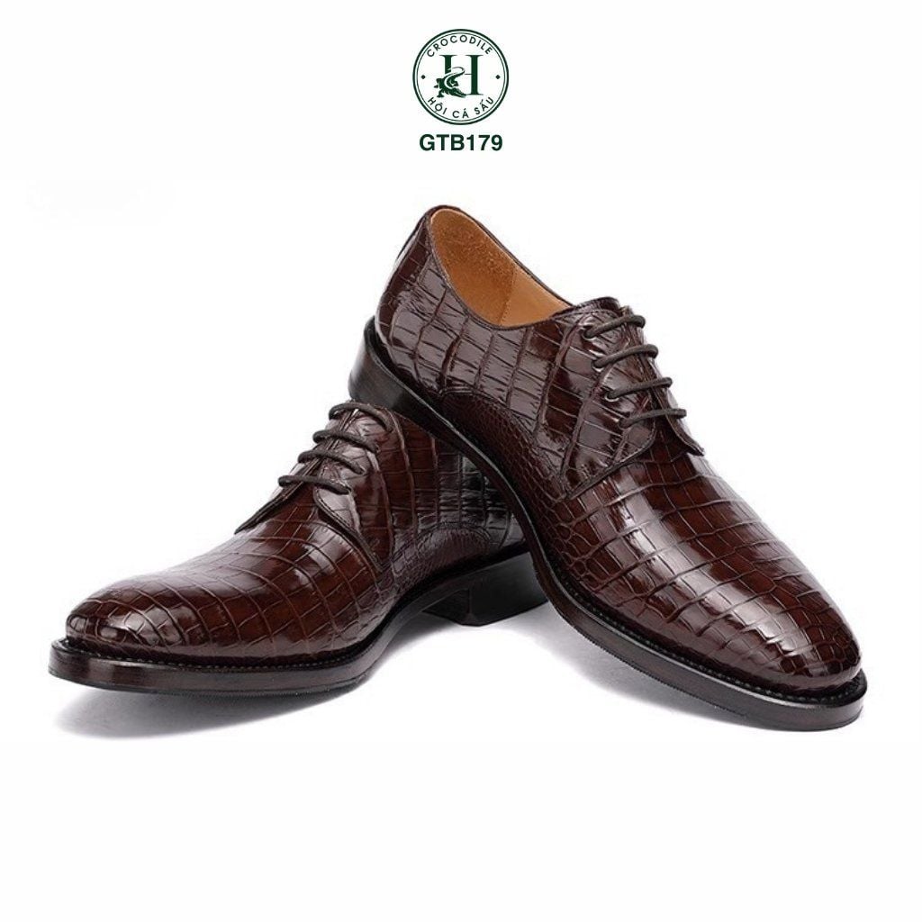 GTB179 – Giày Tây Oxford da bụng cá sấu thật | Đẳng cấp đến từ chất liệu và tay nghề thủ công ( có sẵn màu đen )