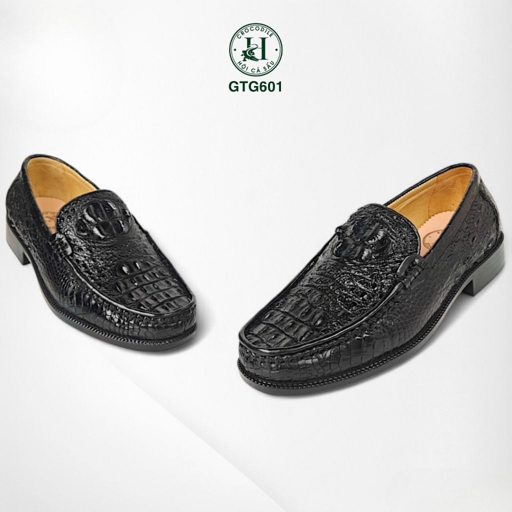 Giày lười đế cao da gù cá sấu thật 100%, phong cách mạnh mẽ – đẳng cấp - GTG601