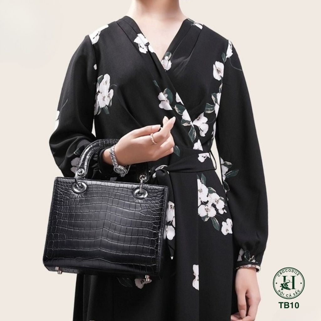 Túi nữ da bụng cá sấu bóng kính cao cấp TB10