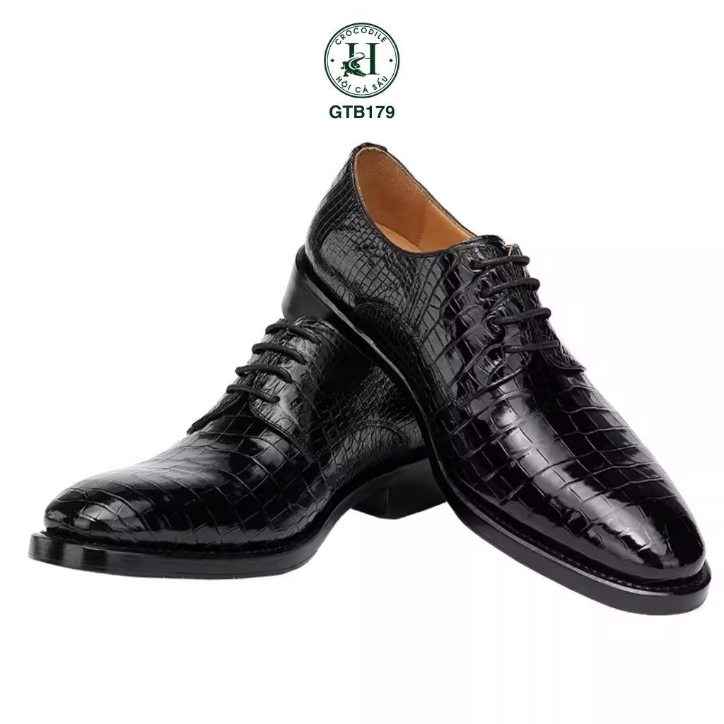 GTB179 – Giày Tây Oxford da bụng cá sấu thật | Đẳng cấp đến từ chất liệu và tay nghề thủ công ( có sẵn màu đen )