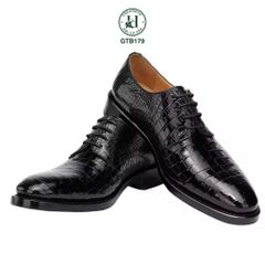 GTB179 – Giày Tây Oxford da bụng cá sấu thật | Đẳng cấp đến từ chất liệu và tay nghề thủ công ( có sẵn màu đen )