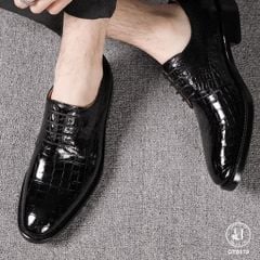 GTB179 – Giày Tây Oxford da bụng cá sấu thật | Đẳng cấp đến từ chất liệu và tay nghề thủ công ( có sẵn màu đen )