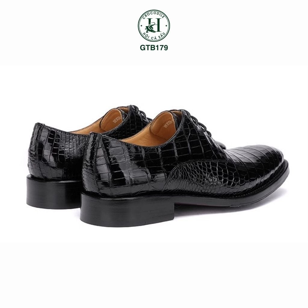 GTB179 – Giày Tây Oxford da bụng cá sấu thật | Đẳng cấp đến từ chất liệu và tay nghề thủ công ( có sẵn màu đen )