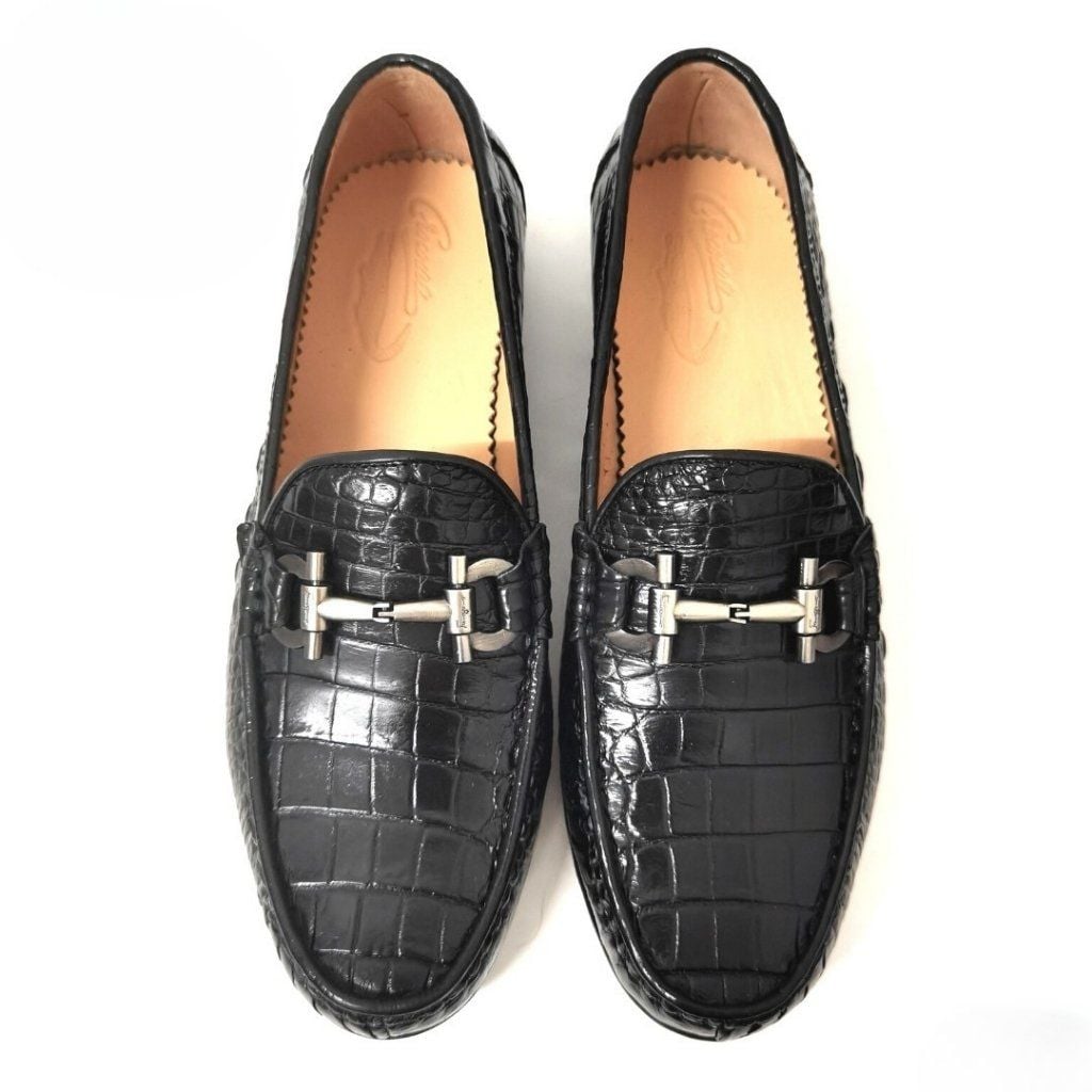 GLB39 – Giày lười da bụng cá sấu thật | Có sẵn màu đen – Màu nâu đặt riêng theo yêu cầu