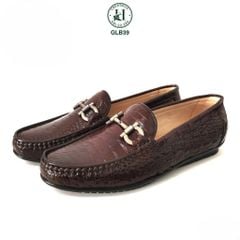 GLB39 – Giày lười da bụng cá sấu thật | Có sẵn màu đen – Màu nâu đặt riêng theo yêu cầu