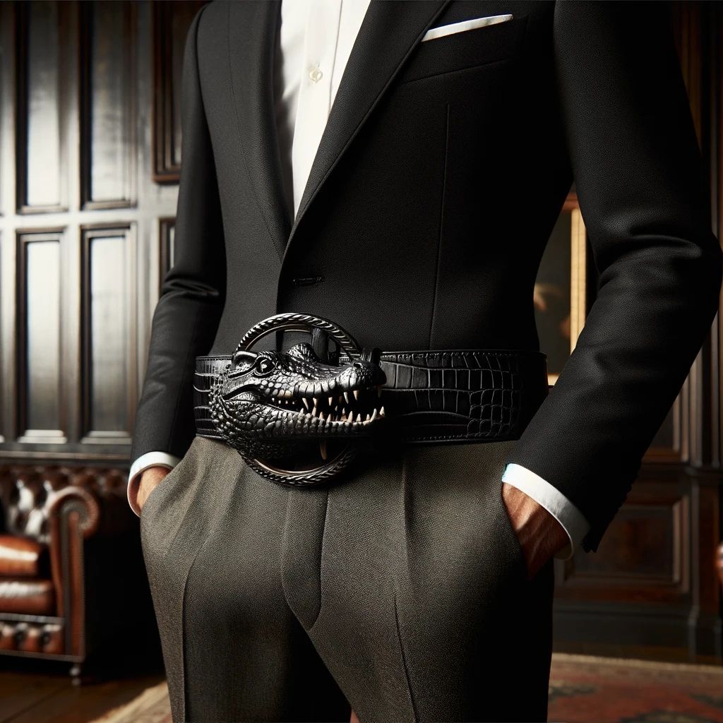 Dây Lưng Da Cá Sấu Đầu Cá DL6868 – Phong Cách Năng Động, Thiết Kế May Viền Thủ Công