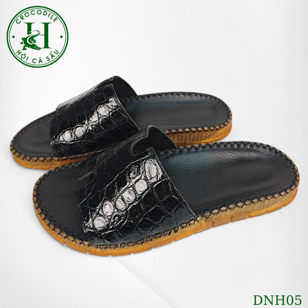 Dép nam quai ngang cá sấu HỘI CÁ SẤU CROCODILE DNH05 , đế TPR siêu bền khâu viền thủ công đi êm chân, BH 5 năm