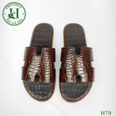Dép nam quai ngang cá sấu HỘI CÁ SẤU CROCODILE H79V , đế da cao cấp, BH 5 năm