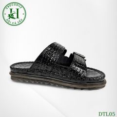 DTL05 – Dép Quai Ngang Da Lưng Cá Sấu Thật, Đế Kép Tăng Chiều Cao, Thủ Công Sang Trọng
