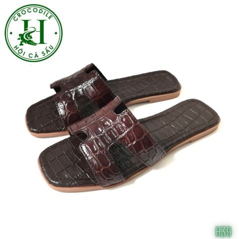 Dép nữ quai ngang cá sấu HỘI CÁ SẤU CROCODILE H39, khâu đế thủ công đi êm chân, BH 5 năm