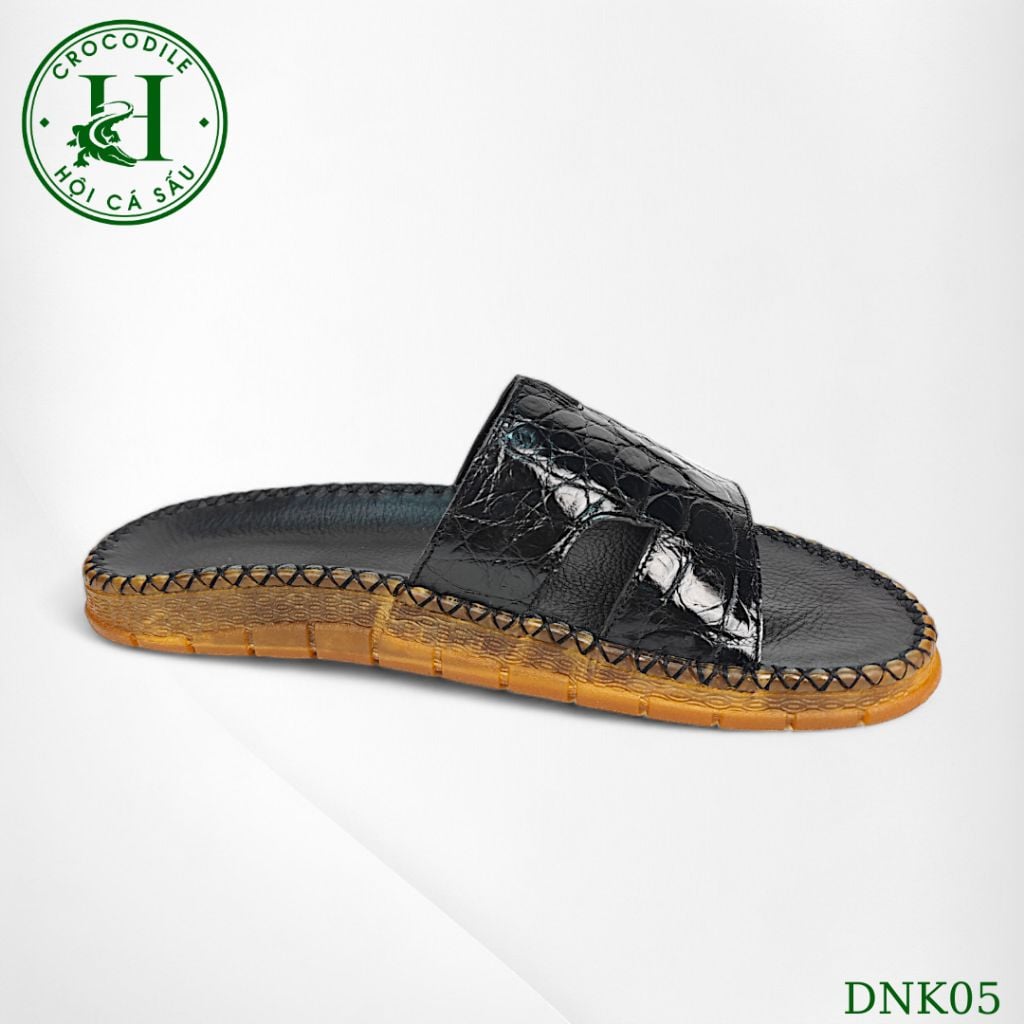 Dép nam quai ngang cá sấu HỘI CÁ SẤU CROCODILE DNK05 , đế TPR siêu bền khâu viền thủ công đi êm chân, BH 5 năm