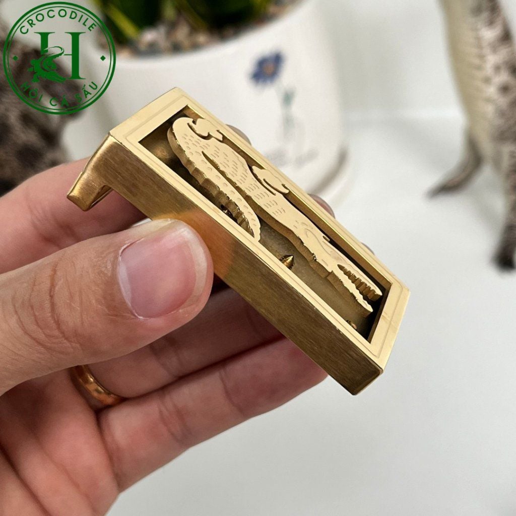 Mặt khóa thắt lưng chính hãng Hội Cá Sấu Crocodile thép nguyên khối cao cấp
