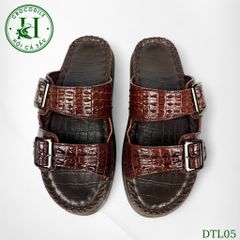 DTL05 – Dép Quai Ngang Da Lưng Cá Sấu Thật, Đế Kép Tăng Chiều Cao, Thủ Công Sang Trọng