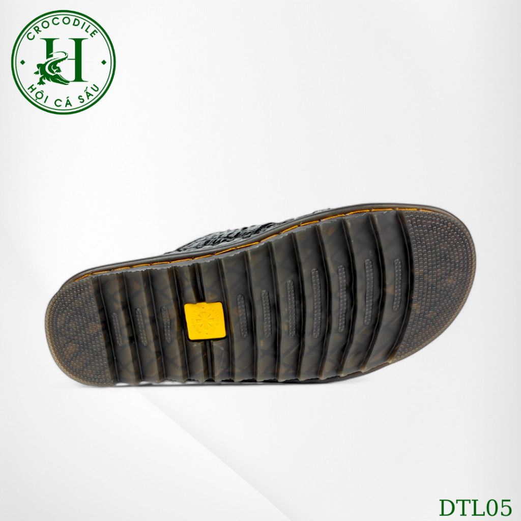 DTL05 – Dép Quai Ngang Da Lưng Cá Sấu Thật, Đế Kép Tăng Chiều Cao, Thủ Công Sang Trọng
