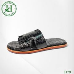 Dép nam quai ngang cá sấu HỘI CÁ SẤU CROCODILE H79V , đế da cao cấp, BH 5 năm
