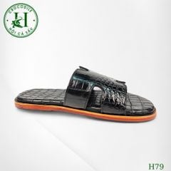 Dép nam quai ngang cá sấu HỘI CÁ SẤU CROCODILE H79V , đế da cao cấp, BH 5 năm