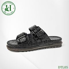 DTL05 – Dép Quai Ngang Da Lưng Cá Sấu Thật, Đế Kép Tăng Chiều Cao, Thủ Công Sang Trọng