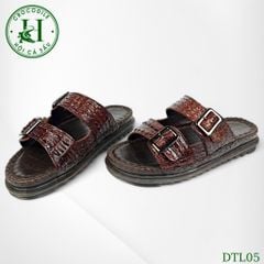 DTL05 – Dép Quai Ngang Da Lưng Cá Sấu Thật, Đế Kép Tăng Chiều Cao, Thủ Công Sang Trọng