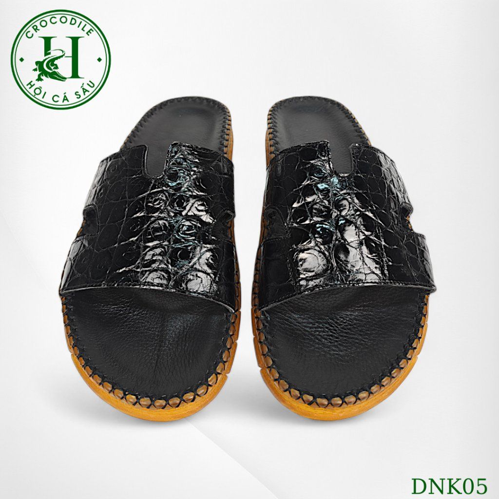 Dép nam quai ngang cá sấu HỘI CÁ SẤU CROCODILE DNK05 , đế TPR siêu bền khâu viền thủ công đi êm chân, BH 5 năm