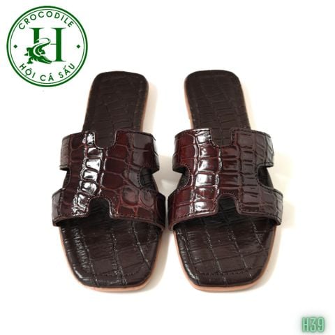 Dép nữ quai ngang cá sấu HỘI CÁ SẤU CROCODILE H39, khâu đế thủ công đi êm chân, BH 5 năm