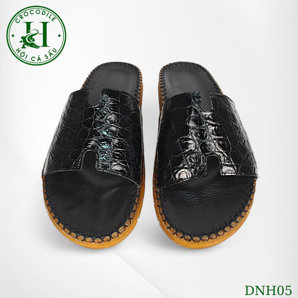 Dép nam quai ngang cá sấu HỘI CÁ SẤU CROCODILE DNH05 , đế TPR siêu bền khâu viền thủ công đi êm chân, BH 5 năm